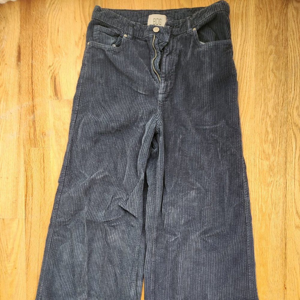 Blue Wide Leg Corduroy Pants From Urban Outfitters